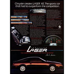 1984 Chrysler Laser XE Turbo Sports Car Vintage Print Ad 80s Digital Dash Photo
